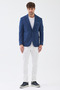 Steel Combed Men's Navy Blue Flexible Stretch Fabric Cotton Blended Slim Fit Spring-Summer Sports Blazer Jacket - 7