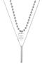 2 Pendants Long Chain Women's Men's Steel Necklace Eh52