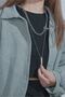 2 Pendants Long Chain Women's Men's Steel Necklace Eh52 - 4