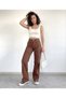 Giuliana Stretch Fabric Casual Women's Brown Super High Waist Loose Leg Denim Jeans - 3