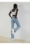 Serafina Stretch Fabric Casual Women's Blue Snow Wash Super High Waist Loose Leg Denim Jeans - 4