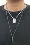 2 Pendants Long Chain Women's Men's Steel Necklace Eh52 - 5