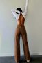 Bianca Stretch Fabric Casual Women's Brown Super High Waist Loose Leg Denim Jeans - 3