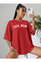 Women's Red Cool Mom (White Printed) Maternity T-Shirt 100% Cotton - 3