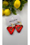 Gold red color earrings - 2