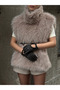 Faux Fur Vest with Open Sides and Belted Waist - 3