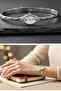 Silver Vintage Stone Case Ellipse Special Design Strap Minimal Women's Wristwatch - 8