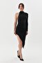 Shimmery one-shoulder asymmetric dress - black - 3