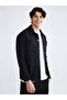 Xside Black Polo Collar Buttoned Men's Cardigan