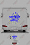 Adventure Awaits Written on the Caravan Sticker with a Heart and Arrow Pattern