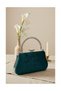 Luxury Wavy Velvet Women's Evening Dress Bag with Green Silver Crystal Stone and Handle Detail Wedding Engagement Graduation - 5