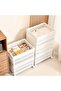 Rolling Foldable Storage Box 3-Layer – Stackable Ventilated Organizer with Lid White - 4