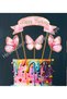 32 Pieces Butterfly Themed Gold Glittery Special Occasion Ornament Banner Cake Picks Cupcake Picks Cocktail Picks Engagement Birthday Cocktail Event and Presentation Cake Decoration Ornament Thick Paper - 4