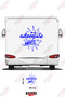 Adventure Awaits Written on the Caravan Sticker with a Heart and Arrow Pattern