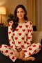 Women's Soft Textured Pajamas Heart Suede Velvet Cotton