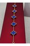 Blue Steel Bracelet Gold Color Clover Model - 4