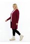 Women's Knitwear Ribbed Plus Size Seasonal Medium Thick Long Burgundy Mother Cardigan - 9