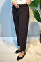 Women's Ankle-Length Fabric Pants 01 Brown - 5