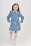 Girl's Yellow Daisy Embroidered Blue Dress - 3
