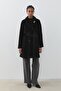 Double-Breasted Angora Coat Black