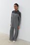 Aller Detailed Glitter Knitted Trousers Tunic Set Gray - 2