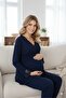 Women's Long Sleeve Lace Patterned Maternity 3-Piece Pajama Set - 3