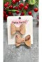 Powder Patterned Leather Luna Bow 2-Piece Metal Clip Buckle - 2