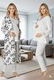 Women's Long Sleeve Lace Patterned Maternity 3-Piece Pajama Set