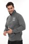 Men's Dark Gray Fleece-Lined Half-Zip Stand Collar Cotton Sweatshirt - 2