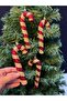 4-Piece Candy Cane Christmas Ornament |   Red Gold Glittering Walking Stick Pine Tree Ornament