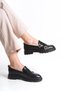 Loafer Women's Shoes - Casual Daily Women's Shoes with Moccasin Buckle Black Patent Leather - 7