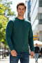 Men's İçi Ş Fleece-Lined Crew Neck Cotton Sweatshirt 0319 Emerald Green