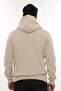 Men's Beige Full Zippered K Hooded Cotton Sweatshirt with Fleece Inside - 7