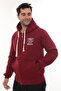 Men's Burgundy Full Zippered K Hooded Cotton Sweatshirt with Fleece Inside - 4