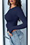Women's Navy Blue Stylish T-Shirt - 5