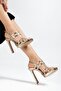 Women's Gold Platform Heeled Shoes - 4
