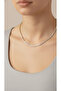 Gold Color Thin Baguette Stone Gold Waterway Necklace - 2