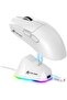 فأرة ألعاب لاسلكية خفيفة الوزن X11 مع قاعدة شحن RGB (أبيض)