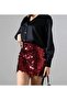 High Waist Large Small Sequin Elastic Size Waist Flexible Roz Mini Skirt - 5