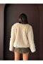 - Rabbit Fur Buttoned Coat - Stone - 5