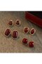 Burgundy Earring Set 4-Piece Elegant Women's Earrings