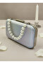 Silver Janjan Yanar Rotating Rainbow Chain Pearl Metal Handle Detailed Women's Evening Bag - 6