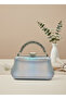 Silver Janjan Yanar Rotating Rainbow Chain Pearl Metal Handle Detailed Women's Evening Bag - 2