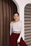 Long Sleeve Flexible Blouse with Metal Accessories on the Shoulder - 5