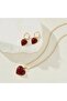 Red Heart Necklace Earring Set, Romantic and Fashionable New Year Gift - 4
