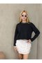Women's Paneled Knitwear Sweater, Crew Neck, Off-The-Shoulder, Long Sleeve - 8