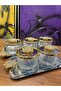 5-Piece Metal Tray with Gold Brooch Detail, for Drinks, Snacks, Breakfast - 3