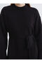 Lcw Modest Black Crew Neck Belted Knitwear Dress - 3