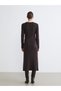 Lcwaikiki Classic Plum Crew Neck Belted Knitwear Dress - 4