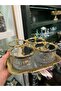4-Piece Metal Tray Set, Gold Silver Detailed Serving Dish, Snack Bowl, Breakfast Dish - 2